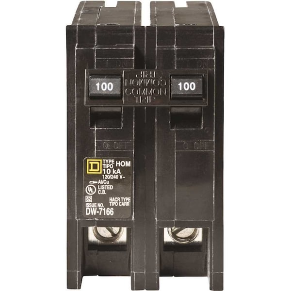 Miniature Circuit Breaker, HOM Series, 100A, 2 Pole, 120/240V AC, 10kA